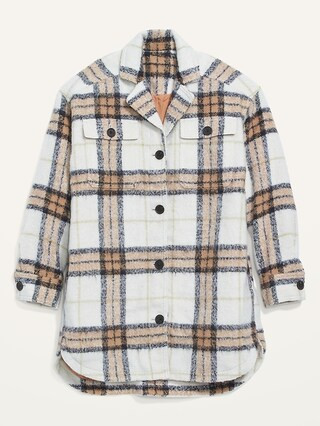 Printed Flannel Long Utility Shacket for Women | Old Navy (US)