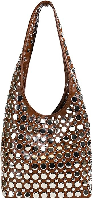 Studded Purses Y2K 90s Hobo Bags Trendy Shoulder Punk Handbag Soft Faux Leather Underarm Satchels... | Amazon (US)