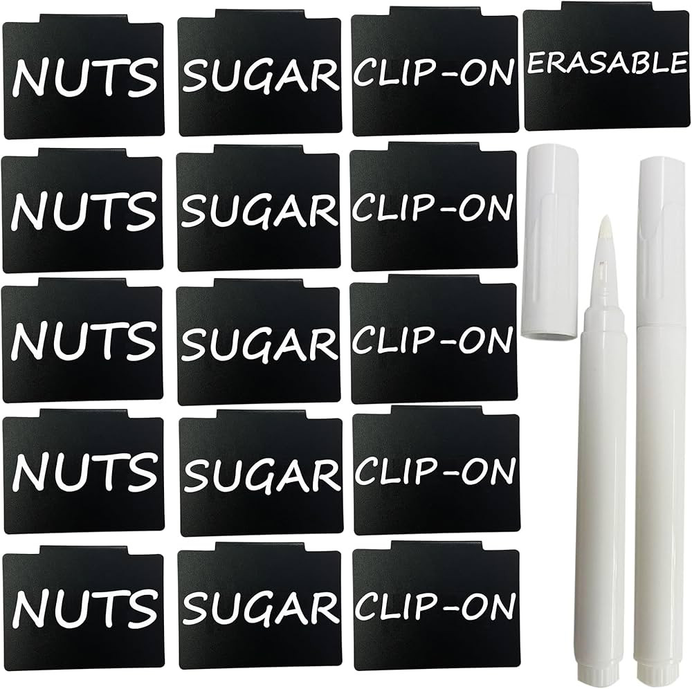 Basket Labels for Storage Bins: Plastic Basket Bin Label Clip on Tags Removable Kitchen Pantry Fa... | Amazon (US)