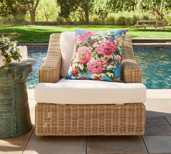Huntington Wicker Slope Arm Swivel Outdoor Lounge Chair | Pottery Barn (US)