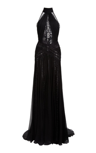 Lace-Chiffon Halter Gown | Moda Operandi (Global)
