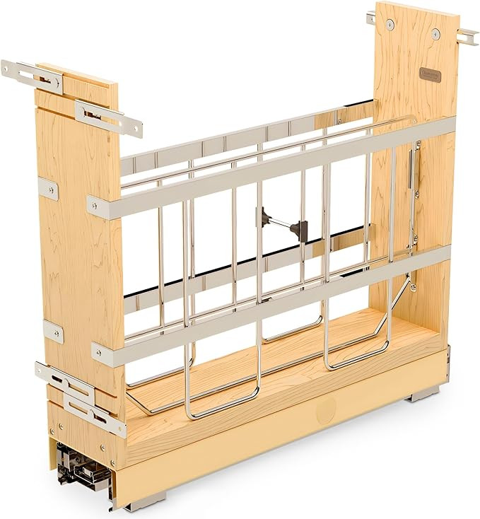 Rev-A-Shelf 5" Pullout Wooden Bakeware Organizer Shelf for Base Kitchen Cabinets w/ Soft-Close an... | Amazon (US)