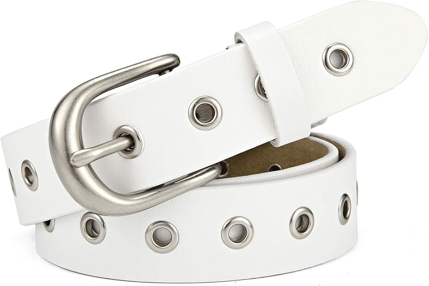 Leather Belt for Women Girls Waist Belt Alloy Buckle 1.1 Inches Width Adjustable | Amazon (US)