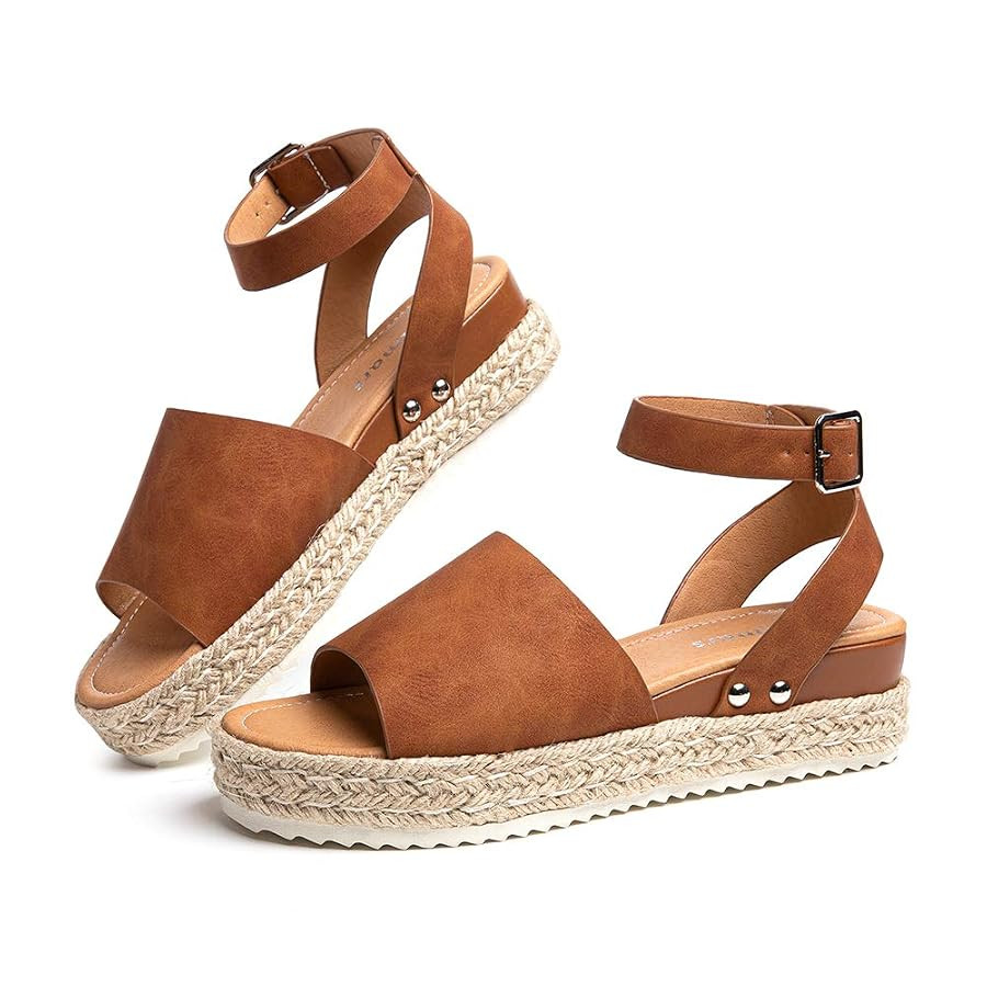 Hitmars Wedge Sandals Womens Ladies Espadrilles Gladiator Summer Beach Open Toe Buckle Ankle Stra... | Amazon (UK)