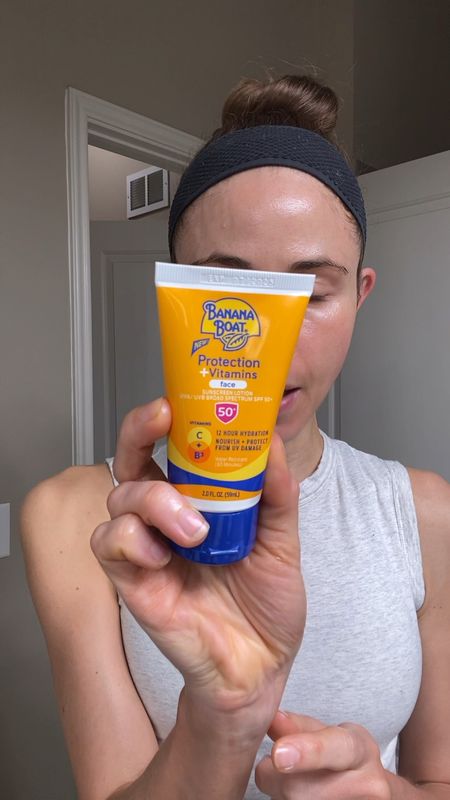 Must try drugstore sunscreen for the face 🙌🏼 Banana boat Protection + vitamins SPF 50 sunscreen is moisturizing, but not too shiny. I love that it is water-resistant and does not sting my eyes. It has niacinamide to also help with hyperpigmentation, redness, and acne-prone skin. Great for sweaty workouts. 

#LTKFind #LTKSeasonal #LTKbeauty
