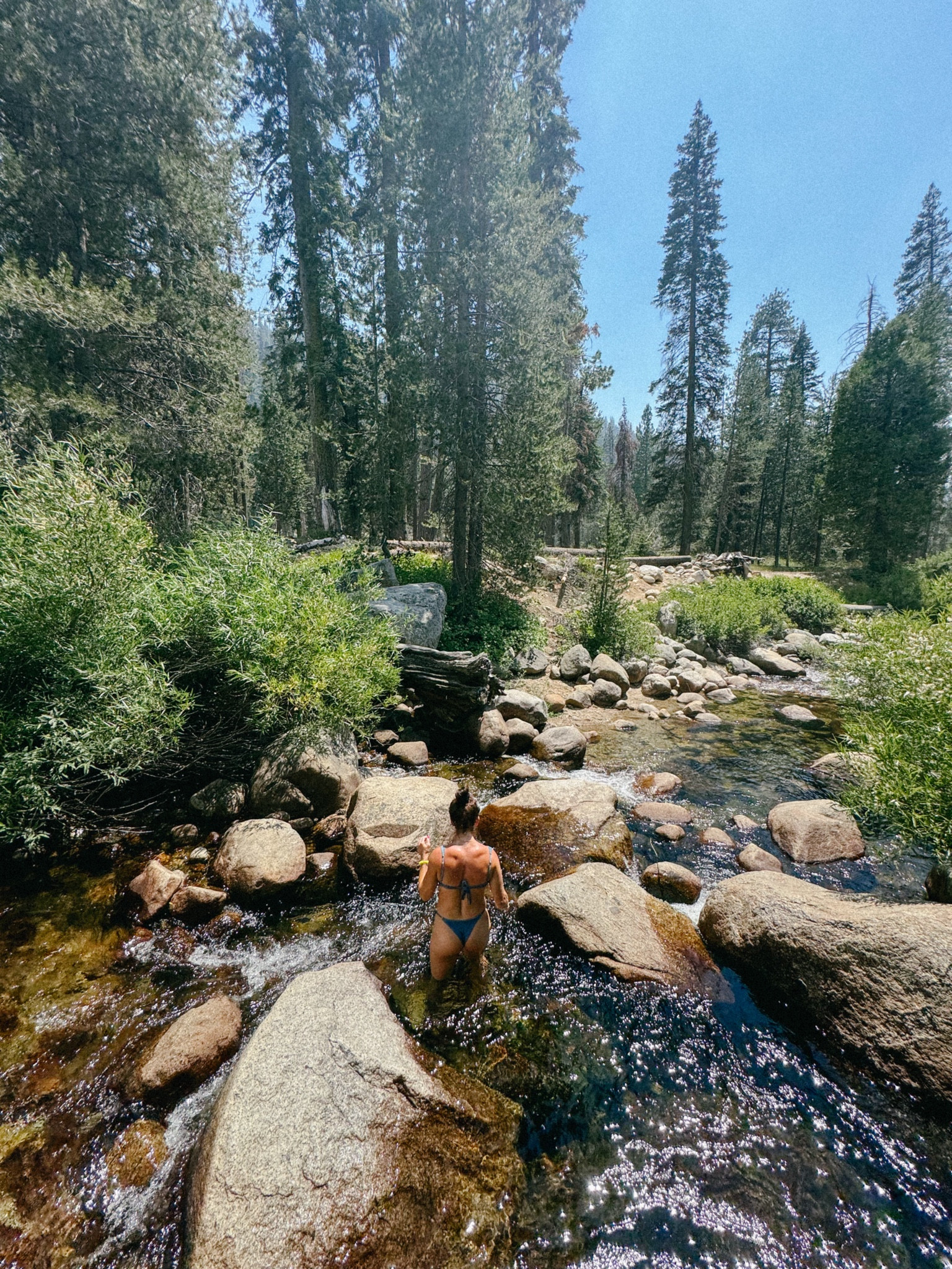 Blue bikini - camping in Sequoia 