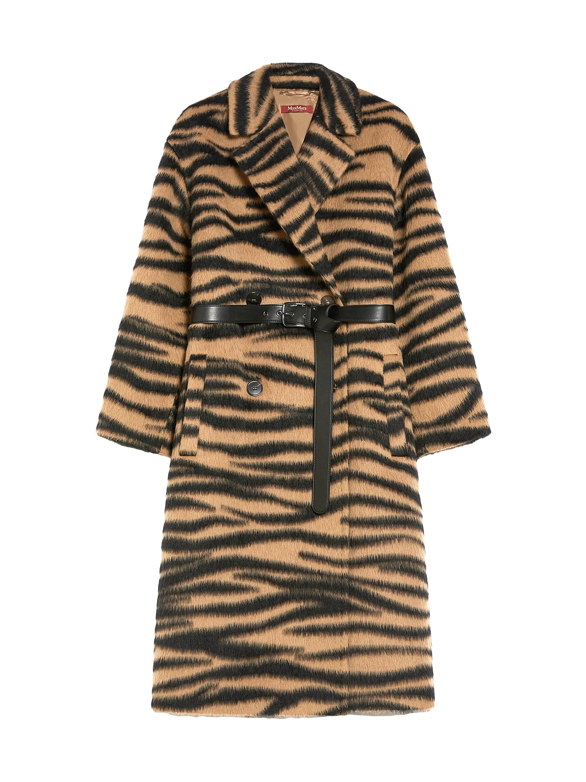 Vidim Belted Tiger-Printed Wool-Alpaca Coat | Saks Fifth Avenue