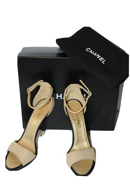 $1035 NEW CHANEL Beige Light Gold Black Heels Platform SANDALS SHOES bag 40 9.5  | eBay | eBay US