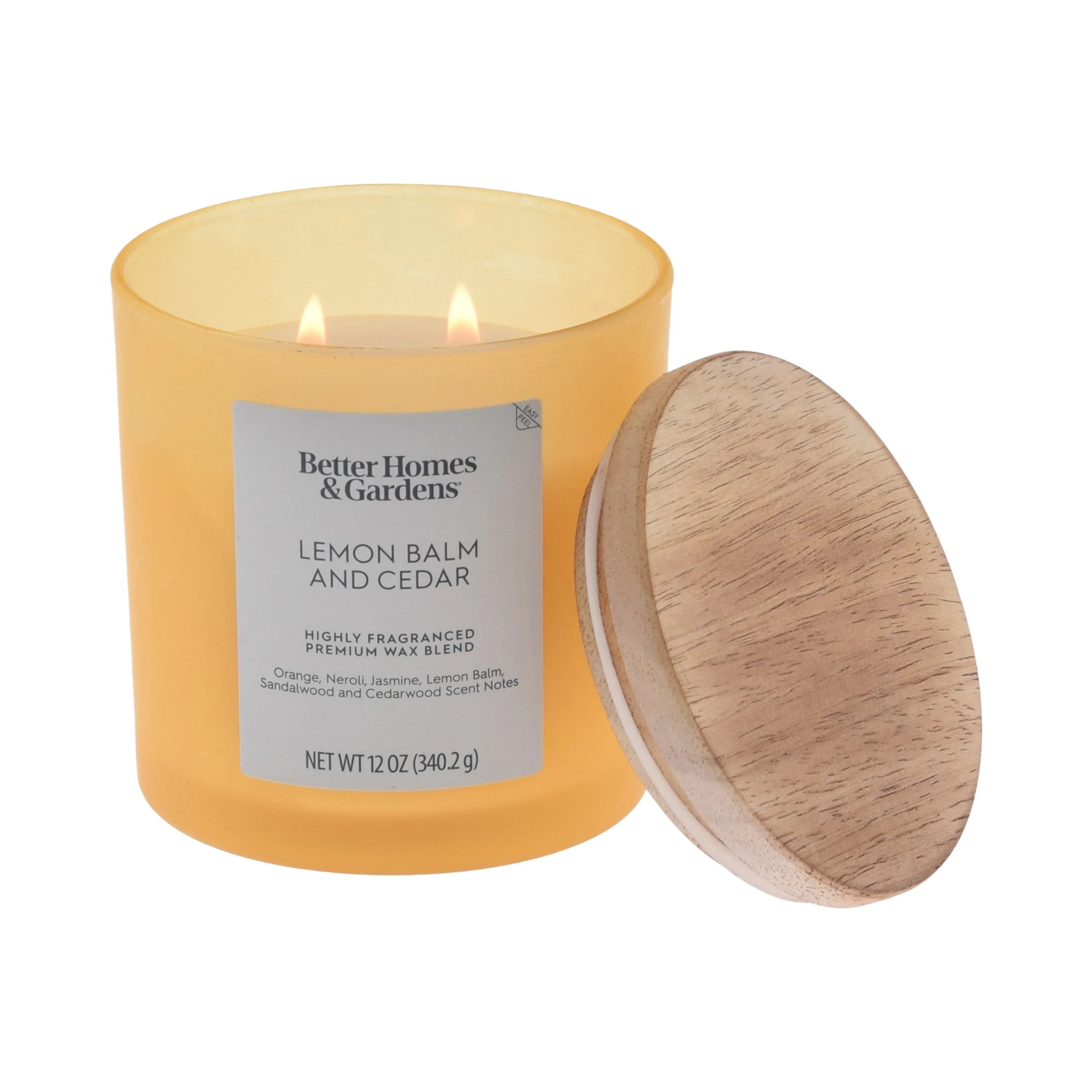 Better Homes and Gardens Lemon Balm and Cedar Scented 2-Wick Frosted Jar Candle 12oz. | Walmart (US)