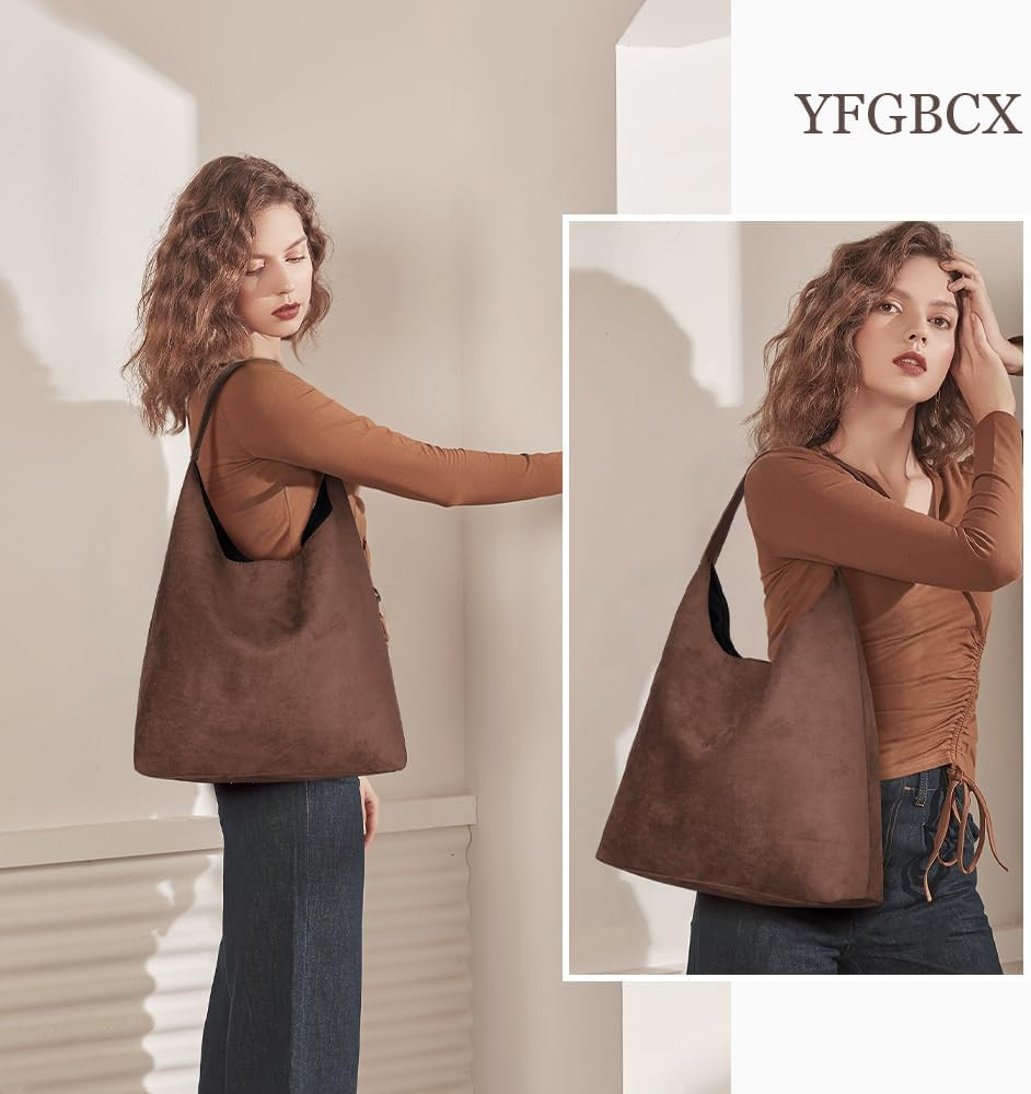 YFGBCX Tote Bags for Women Work Bags Suede Slouchy Bag Hobo Handbag Office Tote Handbag | Amazon (US)