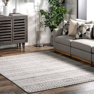 Catherine Henna Tribal Bands Gray 8 ft. x 10 ft. Area Rug | The Home Depot