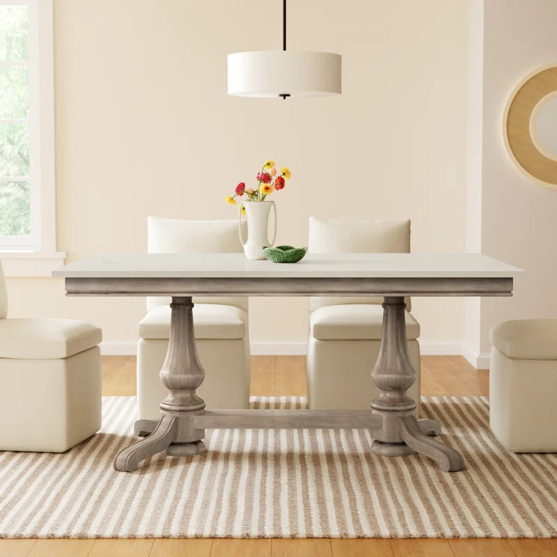 Aberdale 66" Trestle Dining Table with Marble Top | Wayfair North America
