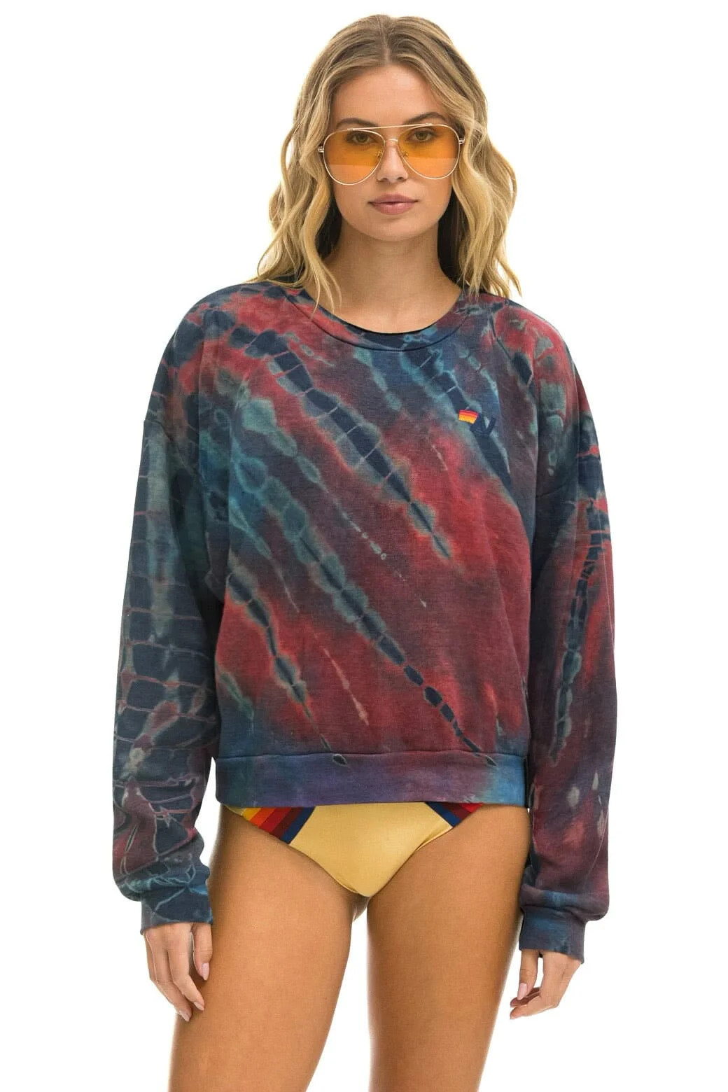 HAND DYED RELAXED CREW SWEATSHIRT - TIE DYE MULTI | Aviator Nation