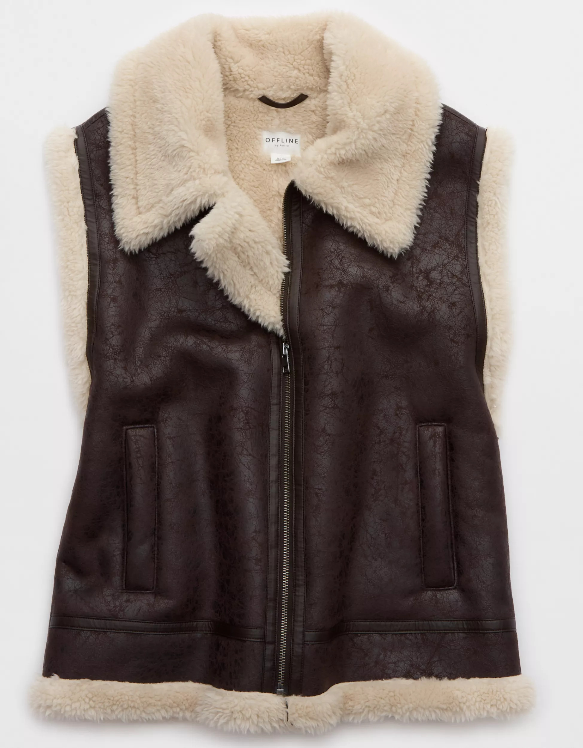 OFFLINE By Aerie Faux Leather Sherpa Vest | Aerie