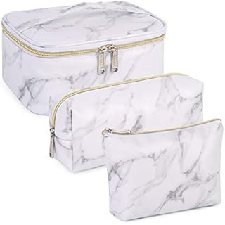 Large Makeup Bag Zipper Pouch Travel Cosmetic Organizer for Women and Girls (Large, Pink) | Amazon (US)