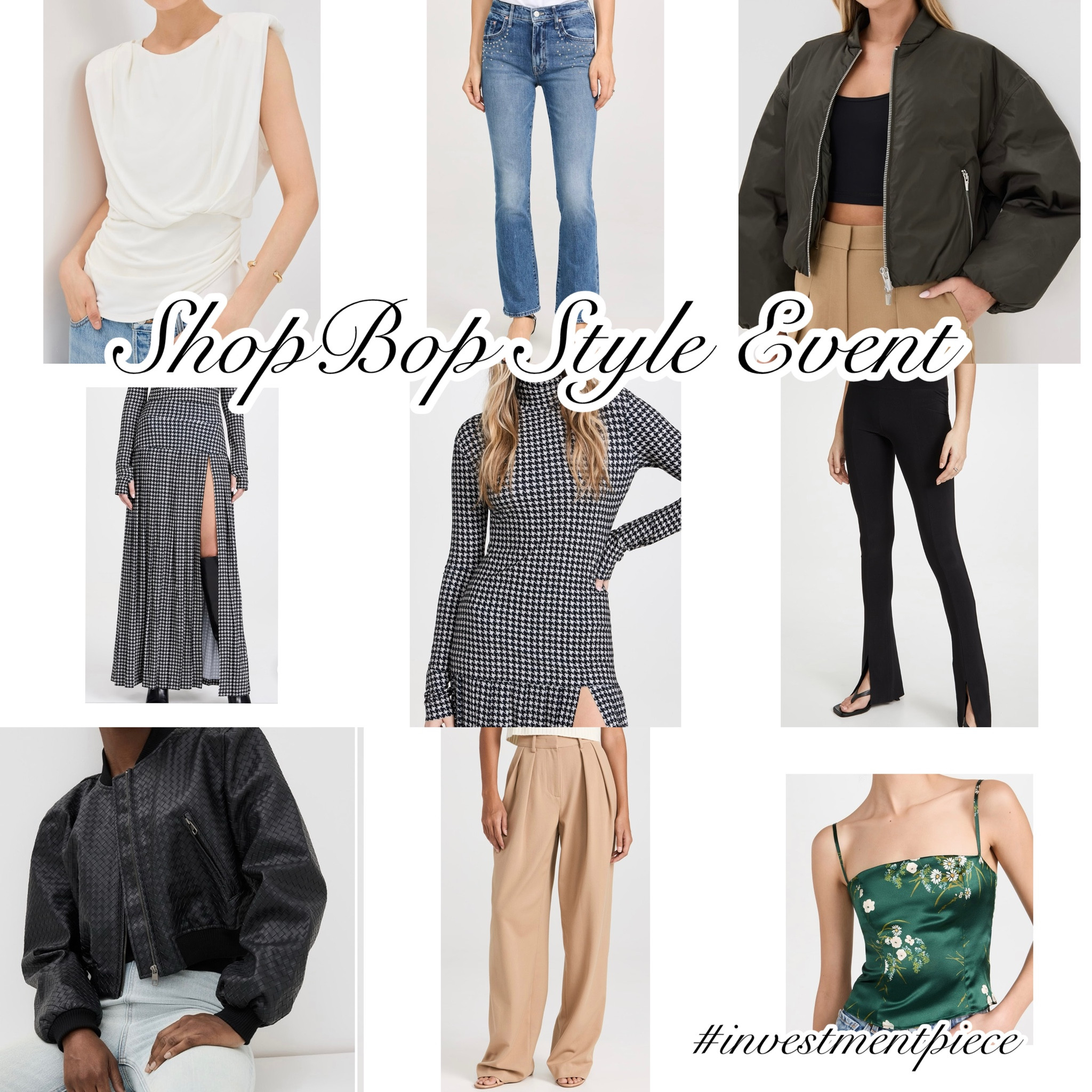 It’s one of the best sales of the season- get up to 25% off @shopbop with code STYLE I’m shopping houndstooth and elevated leggings, bombers and silk tops. And of course denim and trousers! #investmentpiece 

#LTKStyleTip #LTKSaleAlert #LTKSeasonal