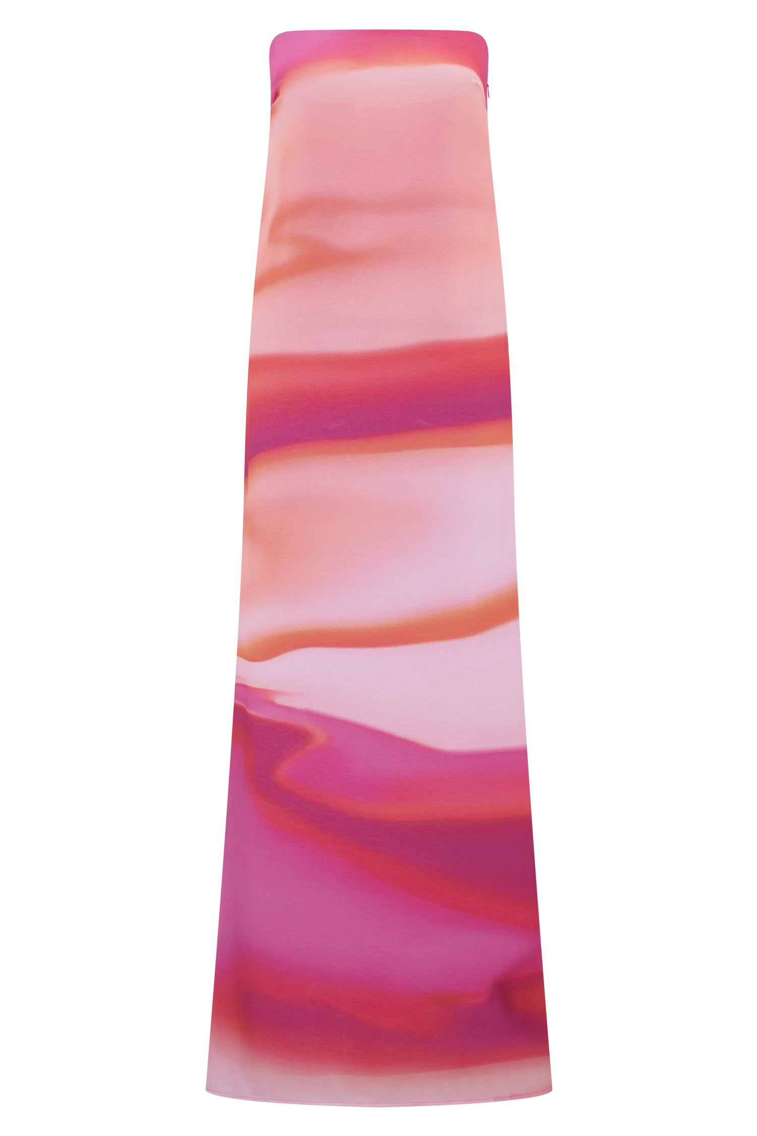 Strapless Chiffon Maxi Dress - Pink Sunset Print | MESHKI US