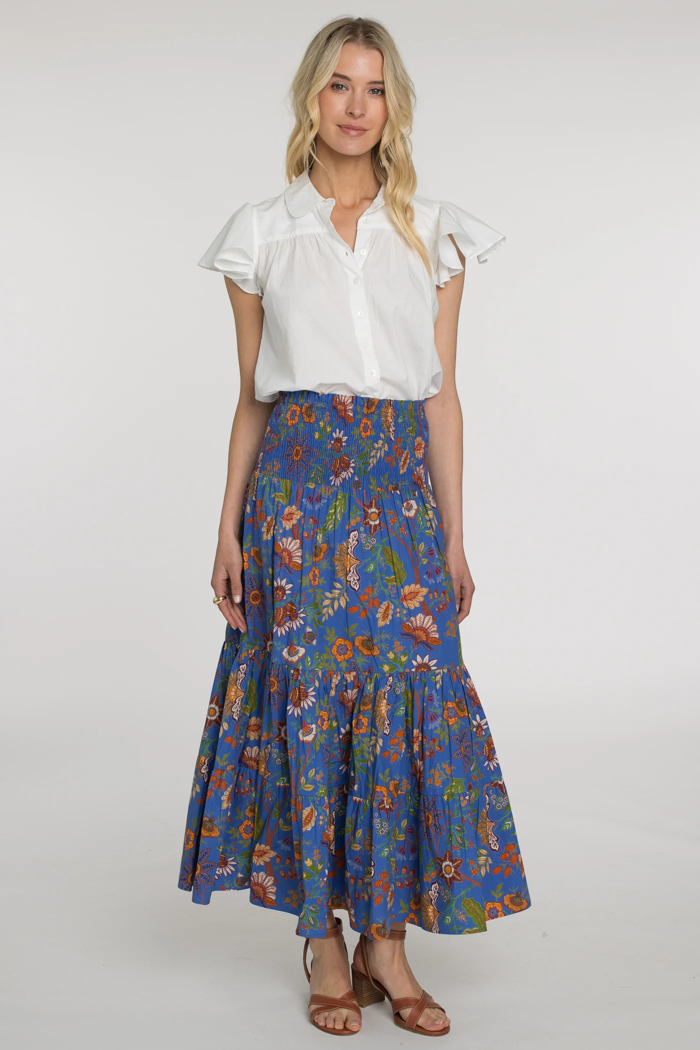 Izzy Skirt Dress in Secret Garden Sapphire | Elizabeth James The Label