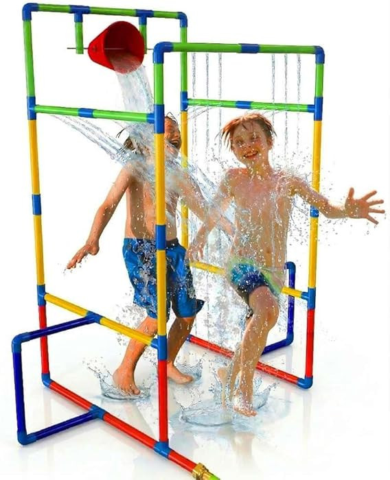 Kids Water Park Sprinkler Tunnel with Dunk Bucket | Outdoor Water Park for Backyard Summer Fun | Amazon (US)