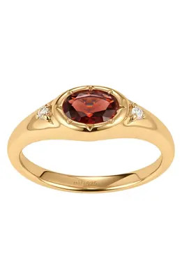 MADE BY MARY Oval Birthstone Signet Ring in March Gold Vermeil at Nordstrom, Size 10 | Nordstrom