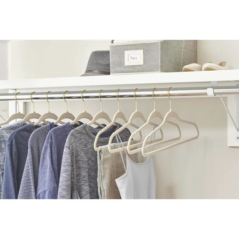 Better Homes & Gardens Velvet Clothing Hangers, 30 Pack, Beige, Non-Slip, Space Saving | Walmart (US)