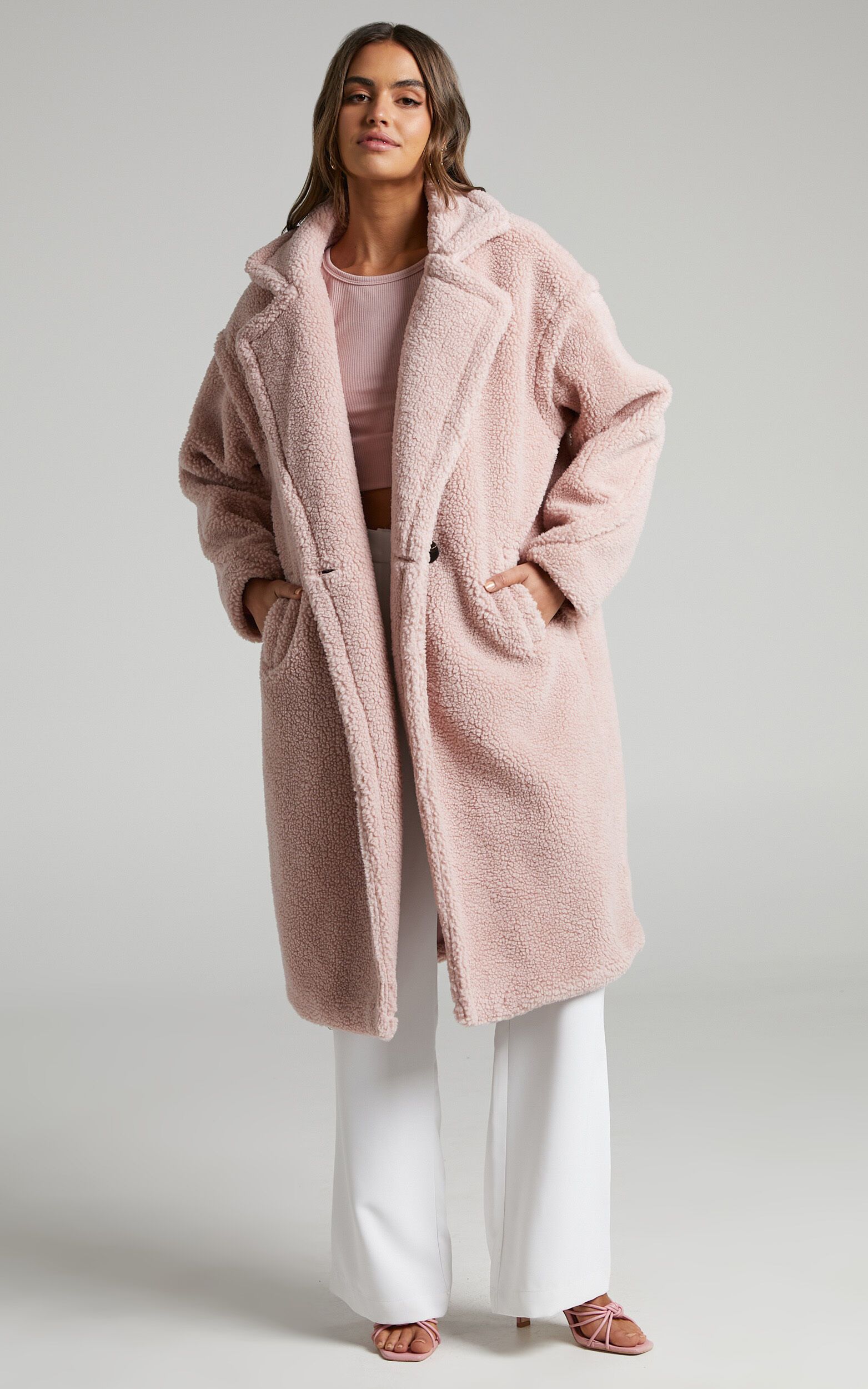 Clariece Oversized Teddy Coat in Pink | Showpo (US, UK & Europe)