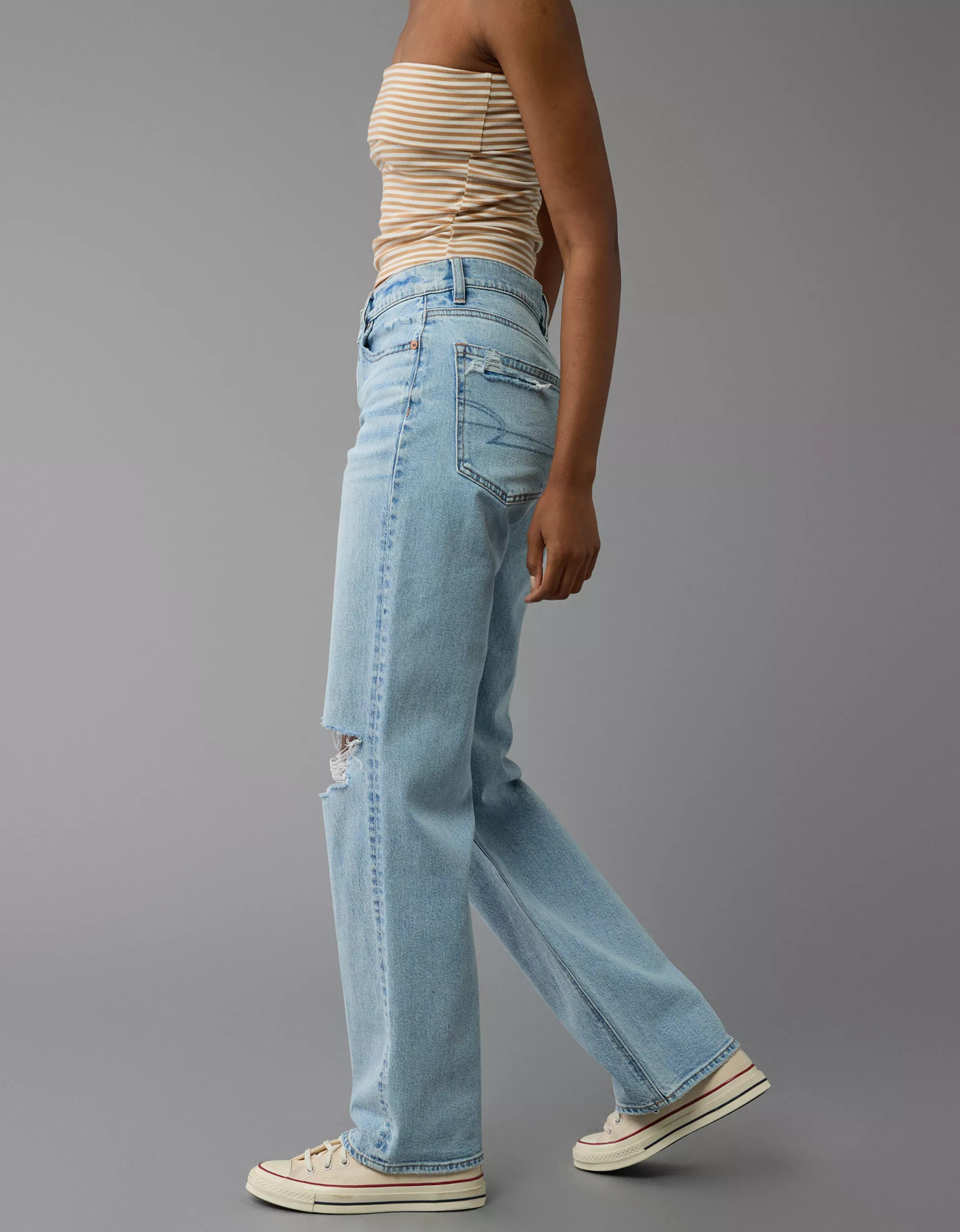 AE Strigid Ripped High-Waisted Stovepipe Jean | American Eagle Outfitters (US & CA)
