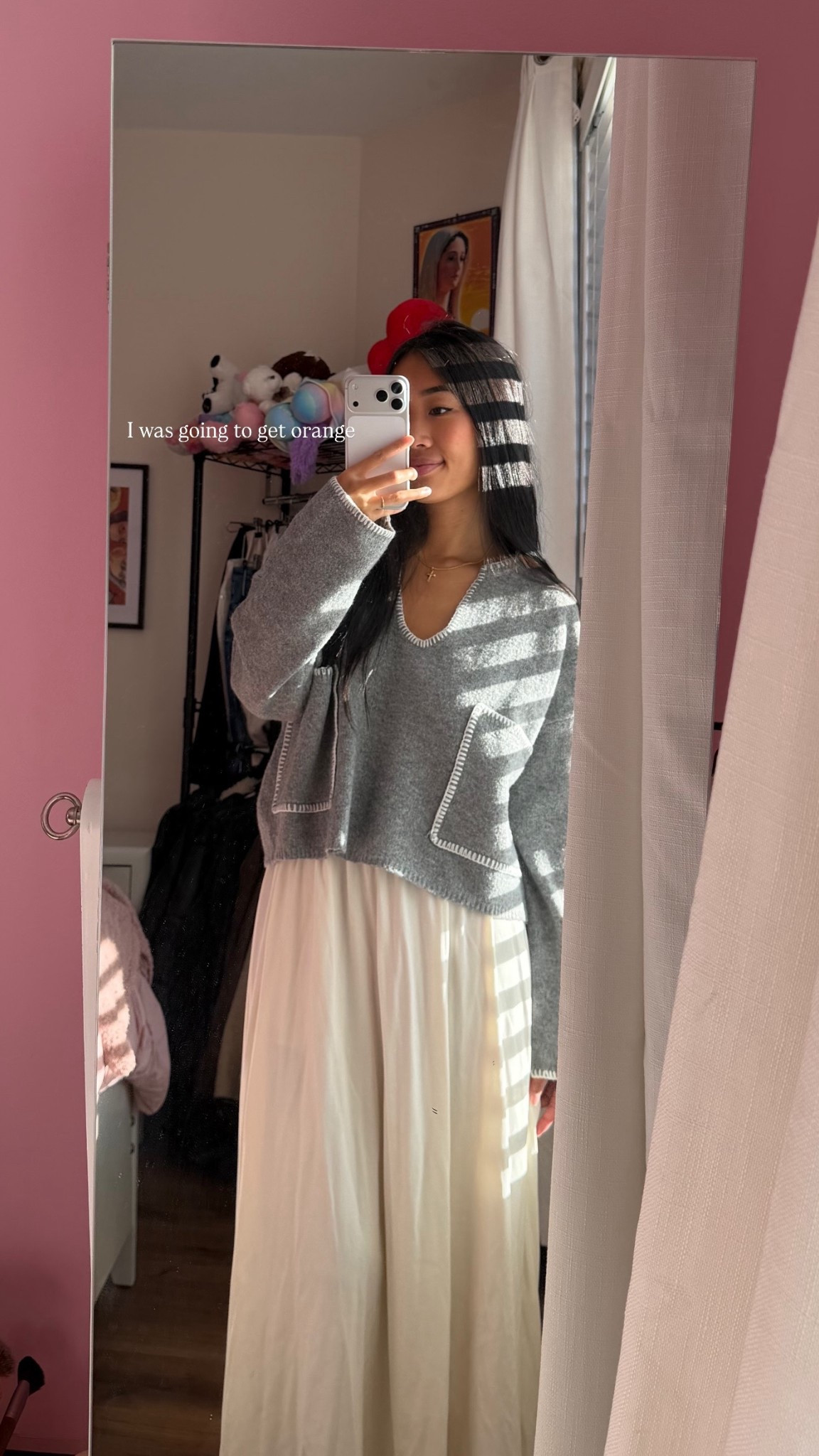 Work outfit idea, girl outfit, grey sweater with white maxi skirt. Perfect work skirt. Modest outfit idea. Wearing a size small in both top and bottom! GREYBANDIT code: brooketang15 

#LTKStyleTip #LTKWorkwear #LTKootd