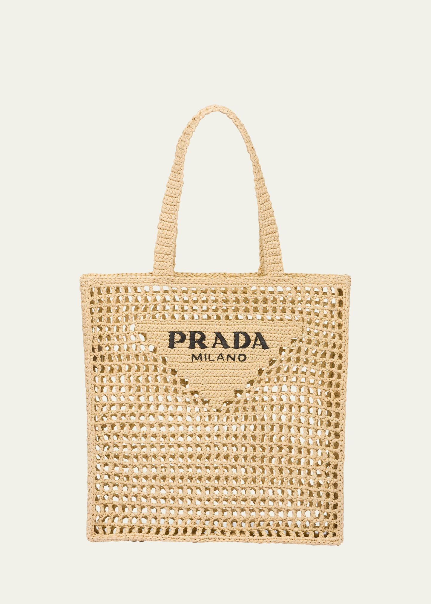 Men's Triangle Logo Raffia Tote Bag | Bergdorf Goodman