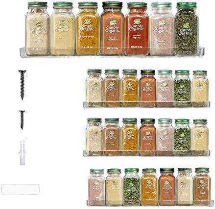 The 'Invisible' Acrylic Spice Rack Organizer Wall Mount, Strong, Sturdy & Space-Saving (Pack of 4... | Amazon (US)