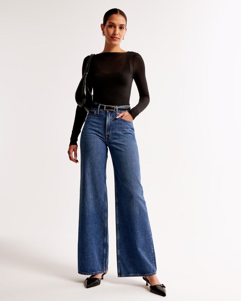 Women's High Rise Wide Leg Jean | Women's Bottoms | Abercrombie.com | Abercrombie & Fitch (US)