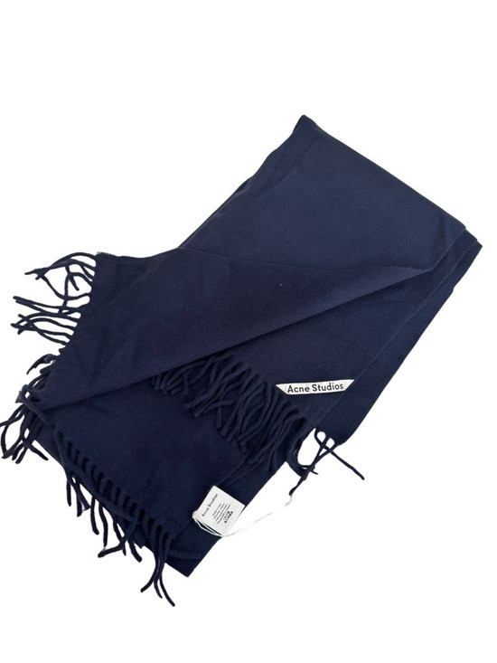 Acne Navy Fringe Wool Scarf NWT | Poshmark