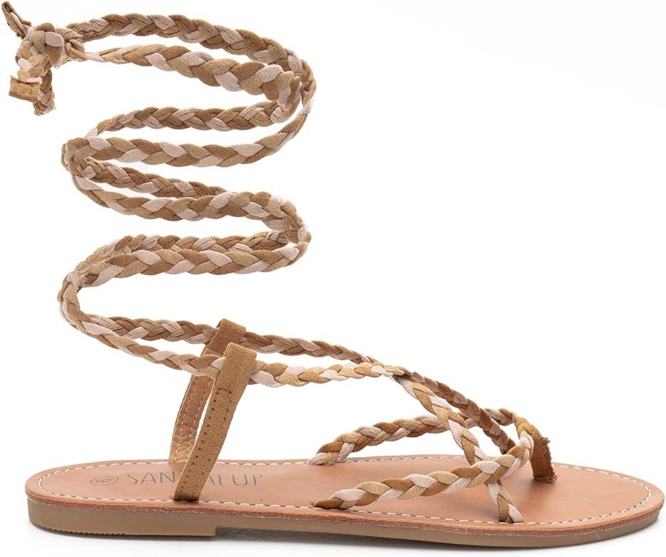 SANDALUP Women Braided Tie up Sandals | Amazon (US)