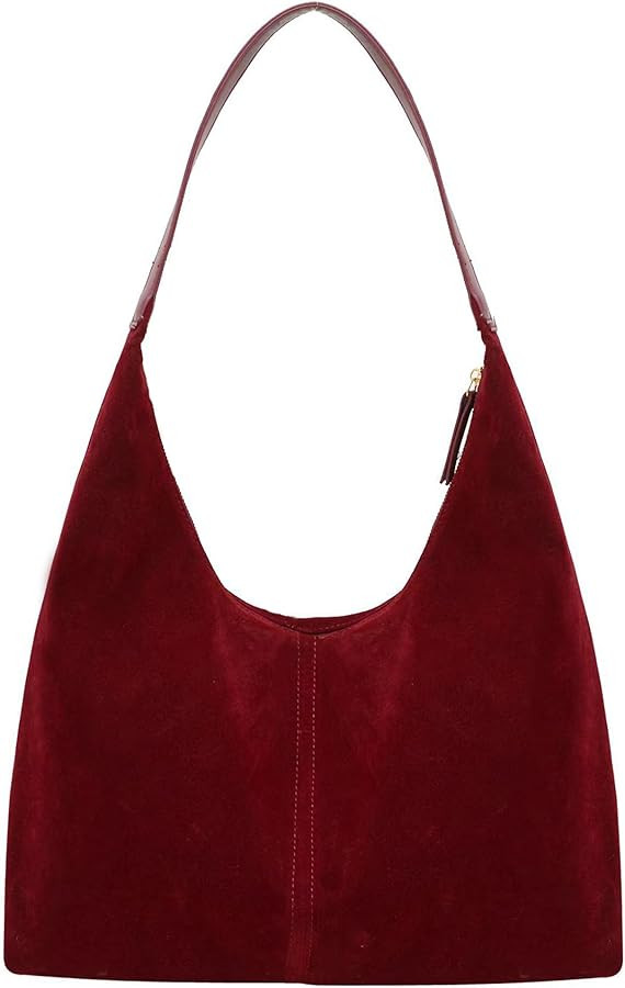 Slouchy Suede Shoulder Bag for Women Suede Purse Tote Bags Hobo Handbag Underarm Bag for Work Tra... | Amazon (US)