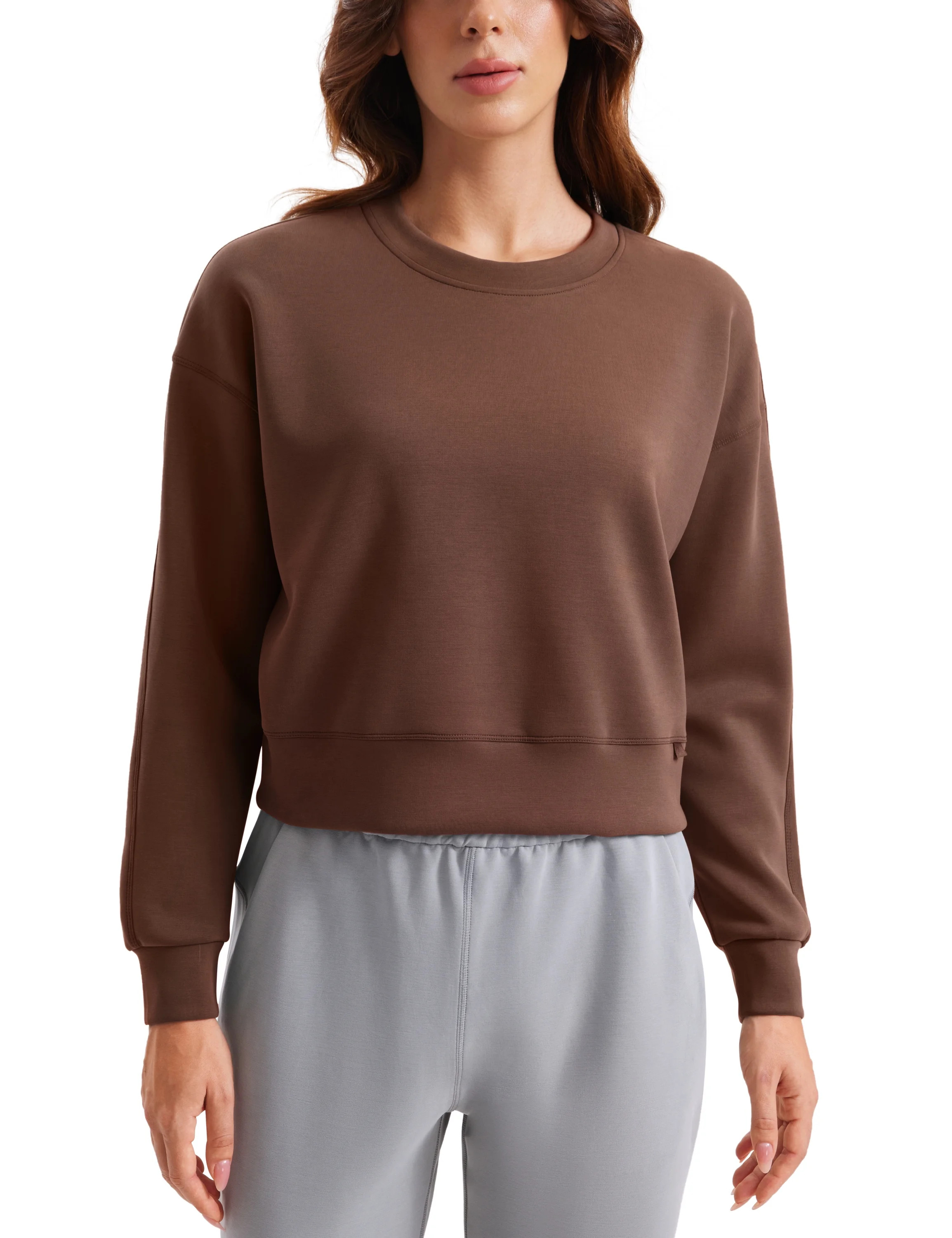 CRZ YOGA Womens SoftAura Crewneck Sweatshirt Long Sleeve Workout Casual Pullover Basic Fall Tops | Walmart (US)