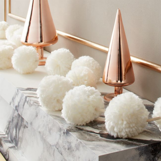 Puff White Pom Pom Garland | CB2