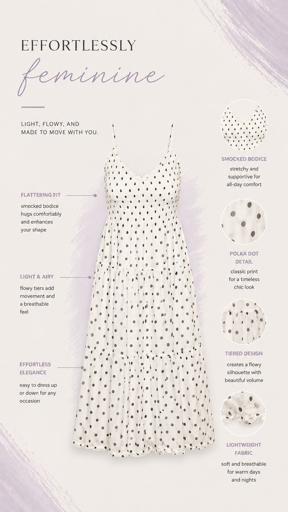 LThis polka dot midi dress is the definition of effortless femininity. Featuring a flattering smocked bodice, adjustable straps, and a flowy tiered silhouette, it’s the perfect dress for vacations, brunch, bridal showers, baby showers, date nights, and warm summer days. Easy to style with sandals, ballet flats, or heels for an elevated yet timeless look.

[polka dot dress, white midi dress, smocked dress, tiered midi dress, summer dress, vacation outfit, European summer outfit, brunch outfit, bridal shower dress, baby shower dress, date night outfit, feminine style, cottagecore dress, romantic outfit, classy summer outfit, resort wear, vacation style, lightweight dress, capsule wardrobe, LTK fashion]

#LTKootd #LTKOver40 #LTKTravel