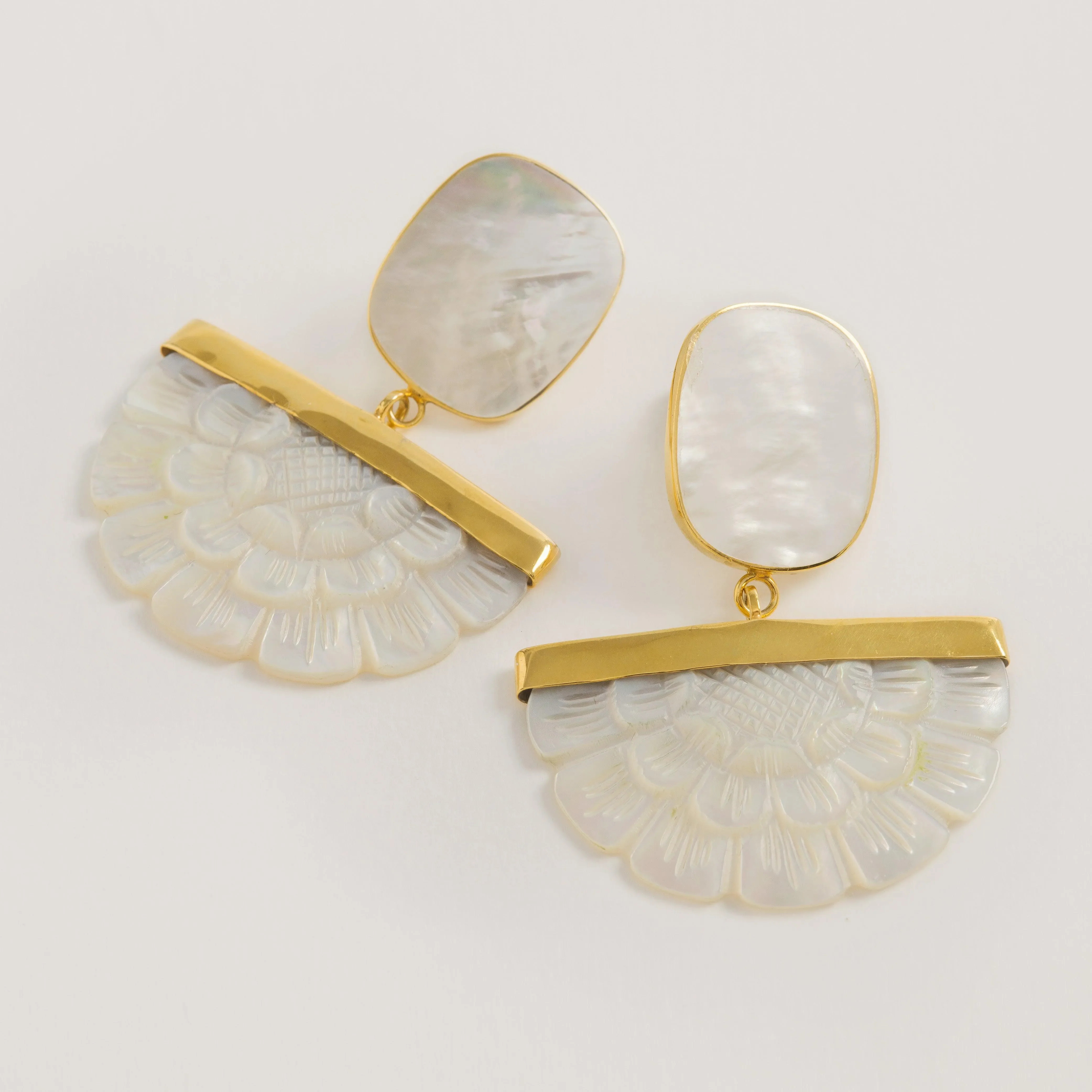 Hand Carved Mother of Pearl Drop Earrings | Freya Rose | Freya Rose