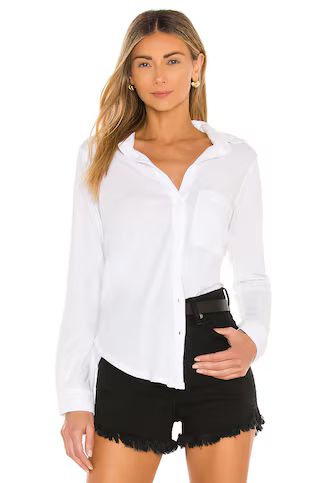Bobi Light Weight Jersey Button Down in White from Revolve.com | Revolve Clothing (Global)