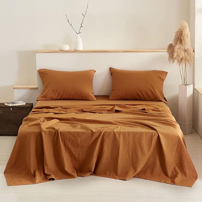 Simple&Opulence Belgian Linen Sheet Set Solid Color - 4 Pieces (1 Flat Sheet, 1 Fitted Sheet & 2 ... | Amazon (US)