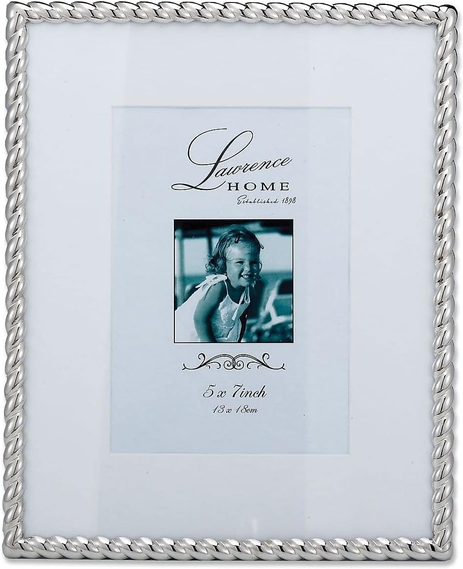 Lawrence Frames Silver Metal Rope 8x10 Matted for 5x7 Picture Frame (710080) | Amazon (US)