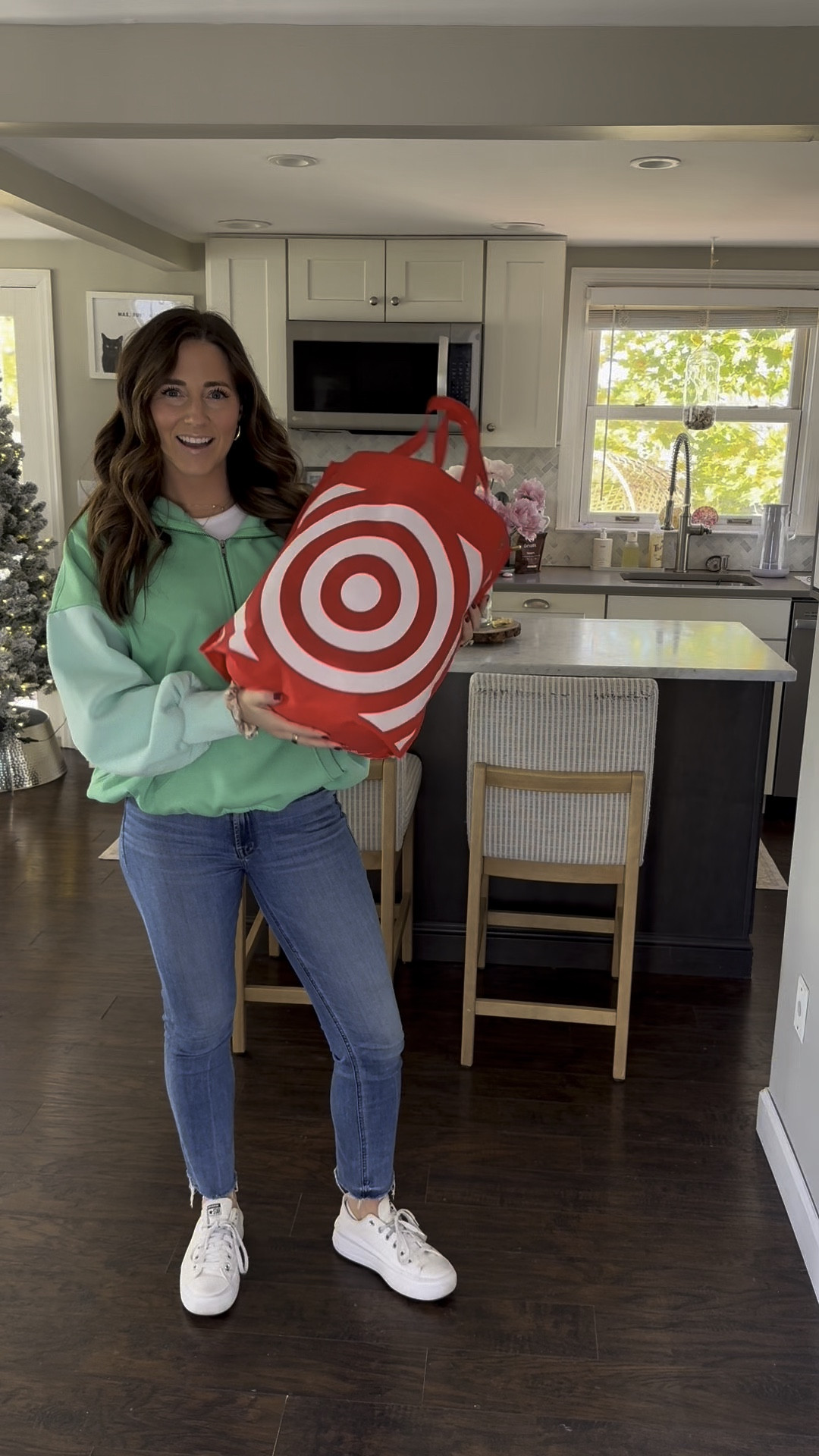 WEEKLY TARGET HAUL 🎯 soooo many cute holiday pieces - and our fav $28 pants in a new color!!!! LOVE. 

Sizing info:
Red pants - size M (should’ve gotten small but didn’t have them in stock)
Gray top - size small 
Gray pants - sized up a size to 4
Red cardigan - sized up to M
Sequin pants - size small 
Striped sweater - size small 
Green dress - size small 
All shoes - TTS
Jeans - true size
White tee - true size 
Green sweatshirt - size small (50% off) 

Electric picks code - LAURENA20
Tarte code - LAURENROSE 
Lip color - white gold shimmer 

#LTKSaleAlert #LTKFindsUnder50 #LTKFindsUnder100