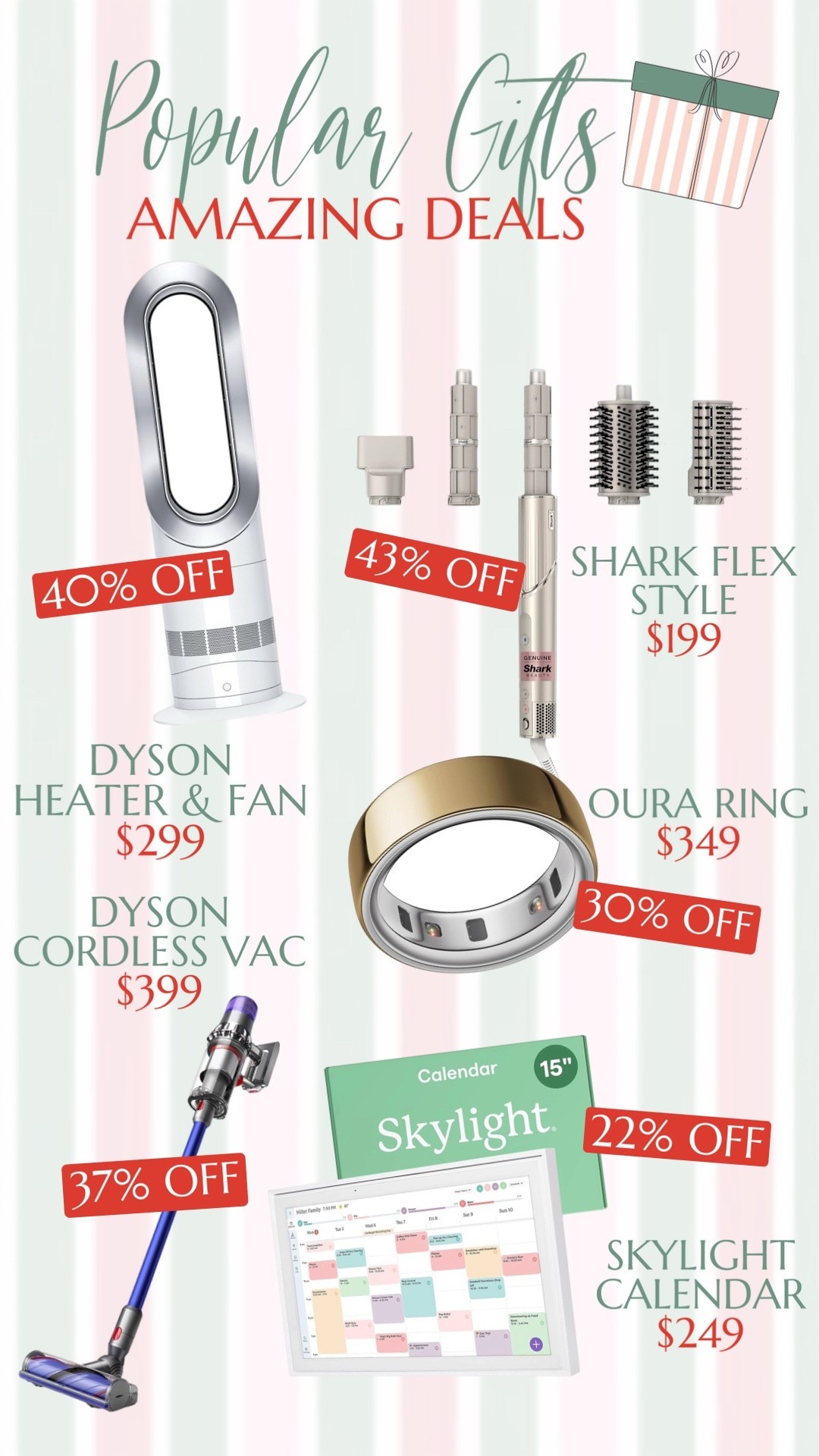 Black Friday Deals - CRAZY SALES! 

Dyson heater and fan, Dyson cordless vac, shark flex style, oura ring, skylight calendar 

#LTKCyberWeek #LTKGiftGuide #LTKSaleAlert