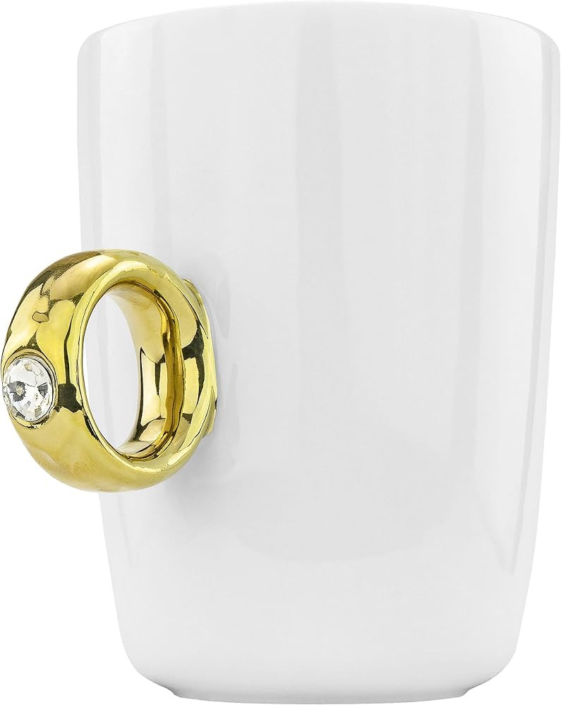 Fairly Odd Novelties Ceramic Engagement 2 Carat Solitaire Ring Novelty Gag Gift Mug, Gold | Amazon (US)