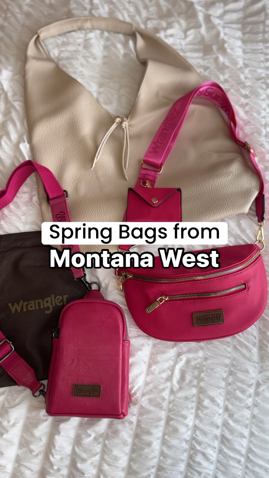New purses for Spring from @montanawestamazon They are made with high quality vegan leather and come in several colors. All of them are under $30 on Amazon prime! Use these discount codes: 
Pink fanny pack with card holder: 10MSGRLL for 10%off
Beige shoulder bag: 20IP9PUY for 20% off
Small pink sling: 204F2WBM for 20% off


Spring purse / crossbody bag / amazon fashion / affordable / boho style / under 20 / fanny pack 

#springpurse #ltkitbag #crossbodypurse #accessories #springfashion #casualstyle #bohochic #amazonfashion #crossbodybag #womenfashion #fashioninspo #styleinspo #ootdfashion #purse #casualpurse #affordablestyle #casualfashion #affordablefashion #discoverunder10k #instafashion #springstyle #versatilefashion #ltkunder50 #ltksalealert #unboxingreel #springaccessories #bohostyle #ltkbag #wrangler 

#LTKsalealert #LTKitbag #LTKfindsunder50