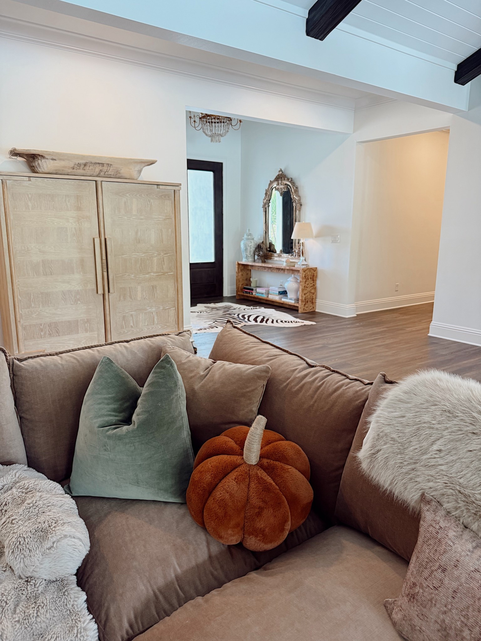 Pumpkin pillow sectional sofa modern rustic ranch style home farmhouse Ralph Lauren decor 

#LTKFindsUnder50 #LTKHome #LTKSaleAlert