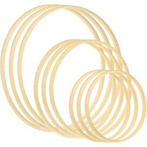 Sntieecr 9 Pack 3 Sizes (6, 8 & 10 Inch) Wooden Bamboo Floral Hoop Wreath Macrame Craft Hoop Ring... | Amazon (US)