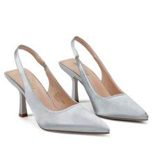 Women's Slingback Kitten Heel Pointed Closed Toe Stiletto Pumps Slip On Elastic Strap Wedding Party Dress Sandals Shoes | SHEIN