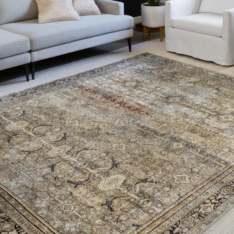 Giacinto Power Loom Performance Olive/Charcoal Rug | Wayfair North America