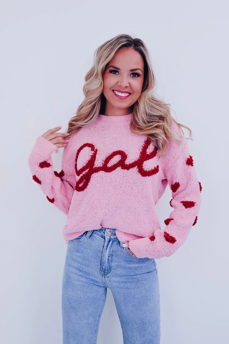 Gal Chenille Heart Sweater | Whiskey Darling Boutique